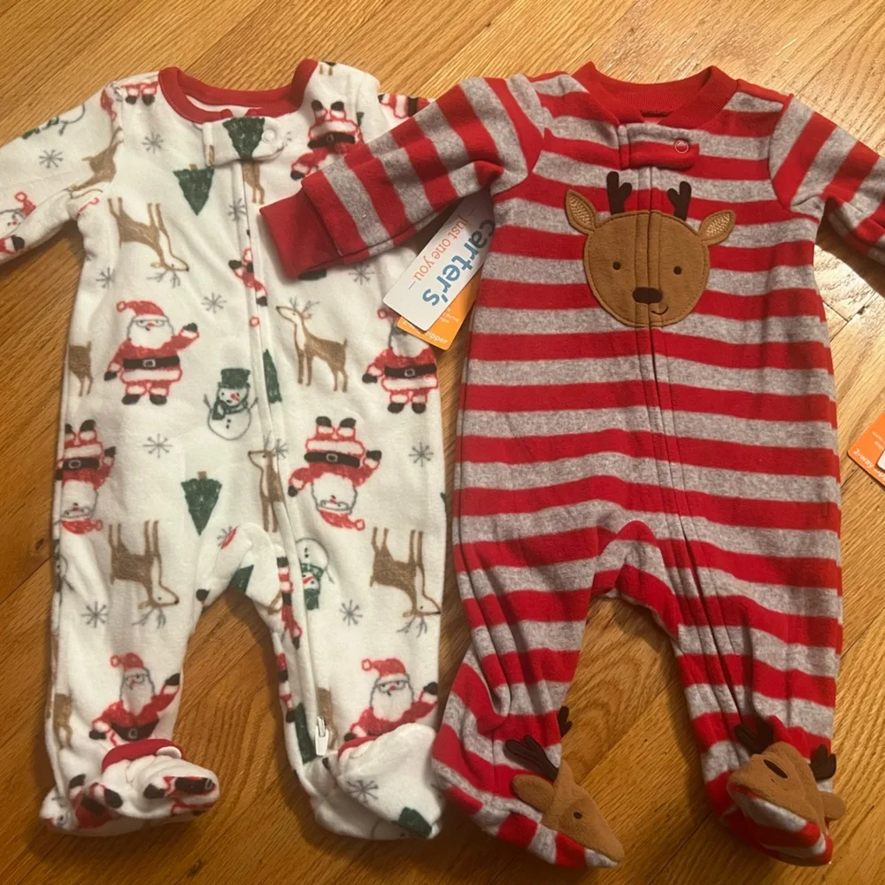 Christmas Holiday - Reindeer Santa sleeper pajama one piece 2